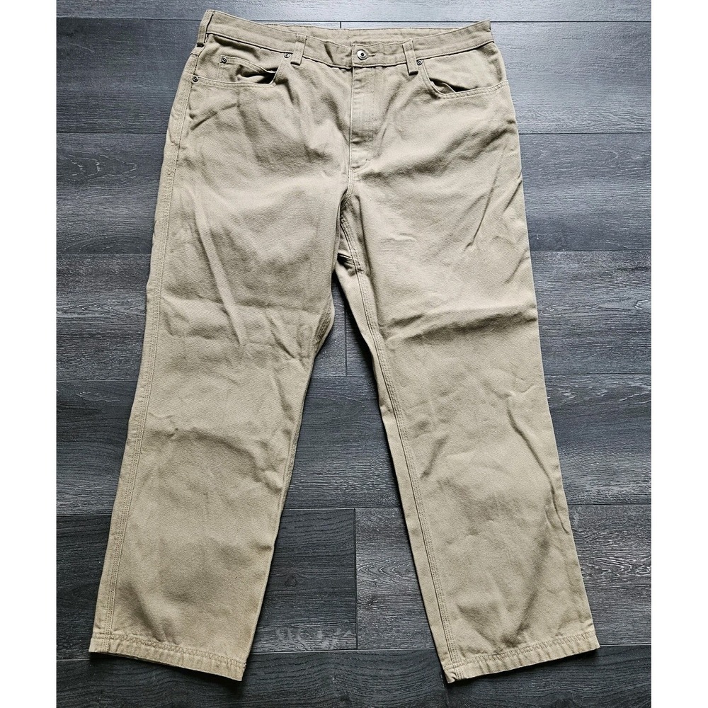 Duluth Trading Canvas Pants Men 40x29‎ Tan Heavyweight Workwear Outdoors Fishing